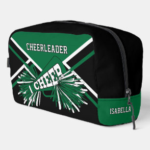 Personalize Cheerleader Green, Black, White Dopp Kit