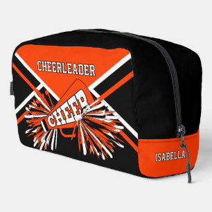 Personalize Cheerleader Orange, Black, White Dopp Kit