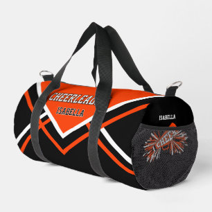 Personalize Cheerleader Orange, Black, White Duffle Bag