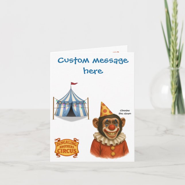 Personalize: Chester the chimp clown Card (Front)