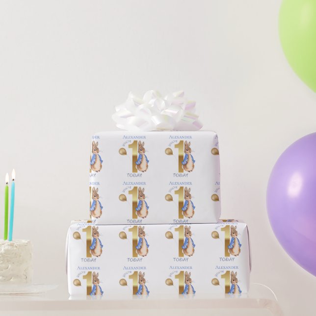 Personalize Child's Name Peter 1st Birthday Wrapping Paper (Party Gifts)