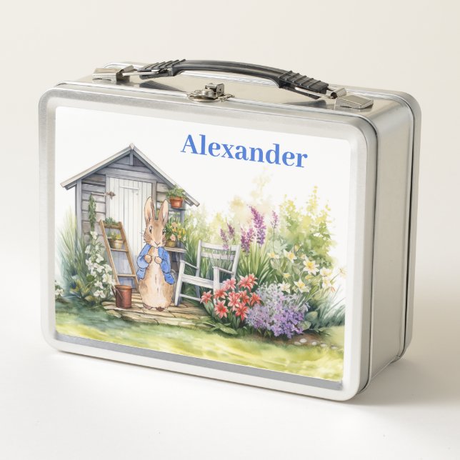 Personalize Child's Name Peter the Rabbit  Metal Lunch Box (Front)
