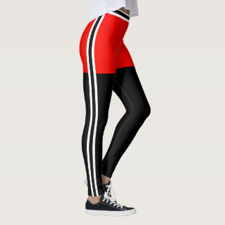 Personalize Christmas Red White Black Stripes Gift Leggings