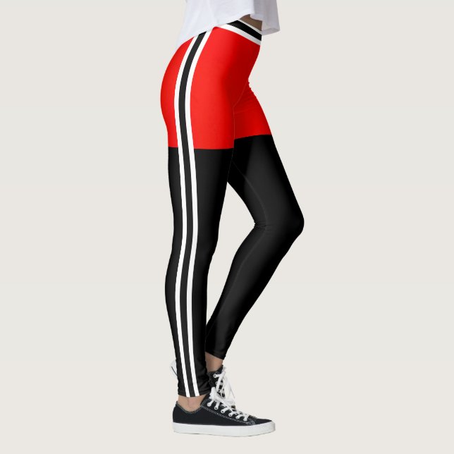 Personalize Christmas Red White Black Stripes Gift Leggings (Right)