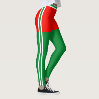 Personalize Christmas Red White Green Stripes Gift Leggings