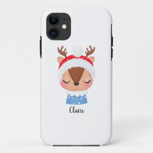 Personalize Christmas Sleeping Reindeer Face iPhone 11 Case