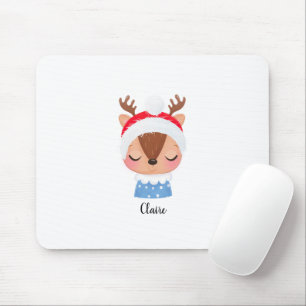 Personalize Christmas Sleeping Reindeer Face Mouse Mat
