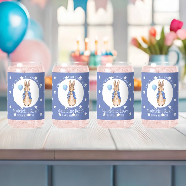 Personalize Classic bunny rabbit Thank you Can Glass (Insitu (Baby Shower))