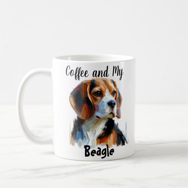  Personalize Coffee and My Beagle Cute  Coffee Mug (Left)