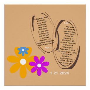 PERSONALIZE, COMMEMORATING WEDDING VOWS FLORAL POSTER