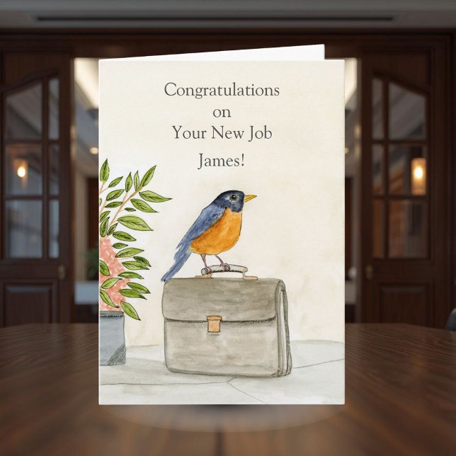 Personalize Congratulations New Job Robin Card (Creator Uploaded)