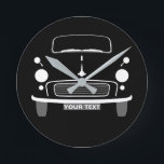 Personalize Custom Black Morris Minor Pop Art Round Clock<br><div class="desc">Personalize Custom Black Morris Minor Pop Art Round Clock</div>