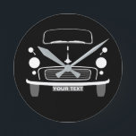 Personalize Custom Black Morris Minor Pop Art Round Clock<br><div class="desc">Personalize Custom Black Morris Minor Pop Art Round Clock</div>