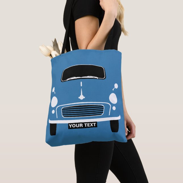 Personalize Custom Blue Morris Minor Pop Art Tote Bag (Close Up)