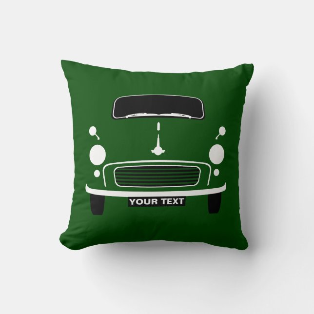 Personalize custom Green Morris Minor pop art Cushion (Front)