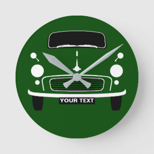 Personalize Custom Green Morris Minor Pop Art Round Clock