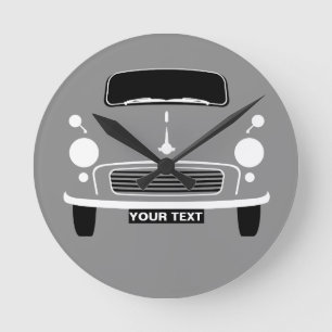 Personalize Custom Grey Morris Minor Pop Art Round Clock