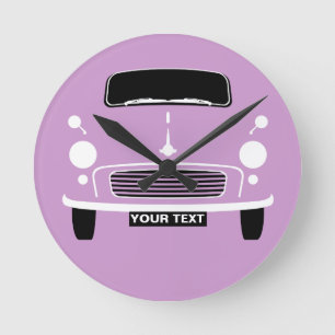 Personalize Custom Lilac Morris Minor Pop Art Round Clock