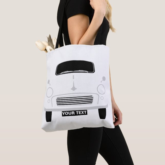 Personalize Custom White Morris Minor Pop Art Tote Bag (Close Up)