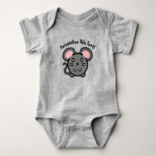 PERSONALIZE Cute Grey Mousie T-Shirt Baby Bodysuit