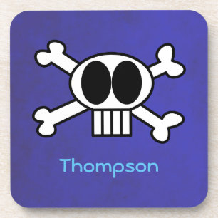 Personalize Cute Skull and Crossbones Coaster