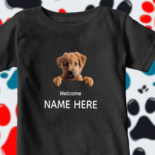 Personalize Cute Welcome Puppy Baby T-Shirt