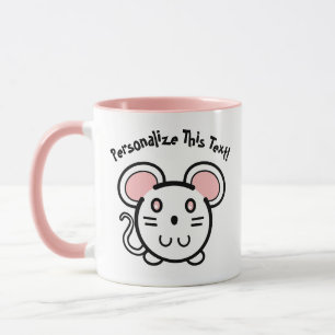 PERSONALIZE Cute White Mousie Mug