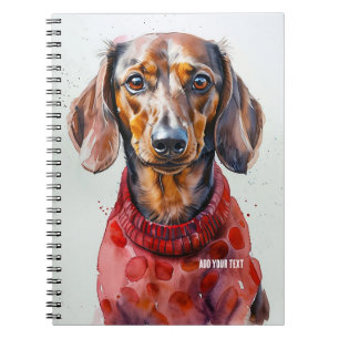 PERSONALIZE: Dachshund Dog in Red Sweater Notebook