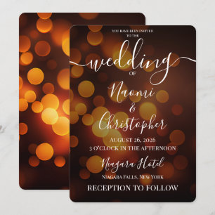 PERSONALIZE: Dark Autumn Fire Bokeh Wedding Invitation