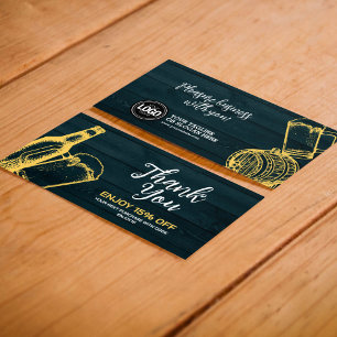 Personalize Dark Green Brewery Theme Discount Card