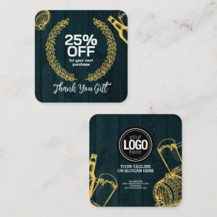 Personalize Dark Green Brewery Theme Discount Card