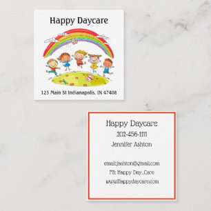Personalize Daycare Preschool Teacher Happy Kids B Square Business Card