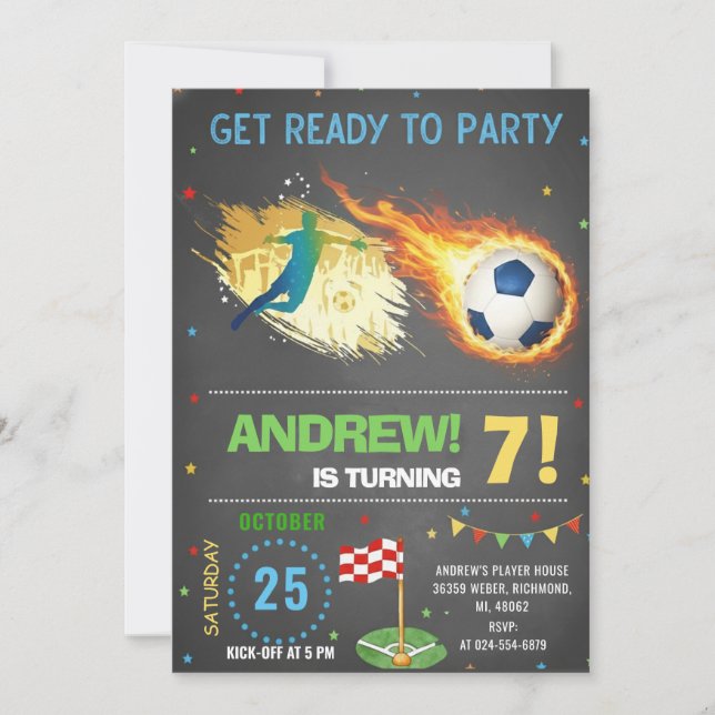 Personalize Digital Soccer Birthday Party Invitation (Front)