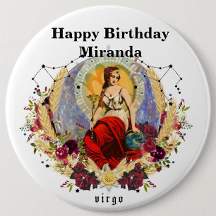 Personalize DIY Virgo Zodiac Birthday September 6 Cm Round Badge