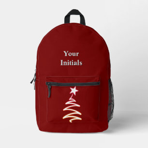 Personalize Dk Red Christmas Spirit Printed Backpack