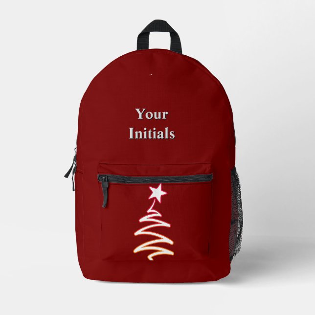 Personalize Dk Red Christmas Spirit     Printed Backpack (Front)