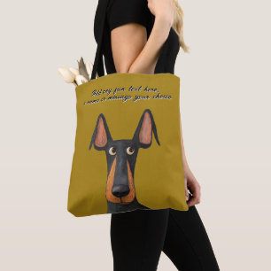Personalize Doberman Dog Black Tan Mustard Yellow  Tote Bag