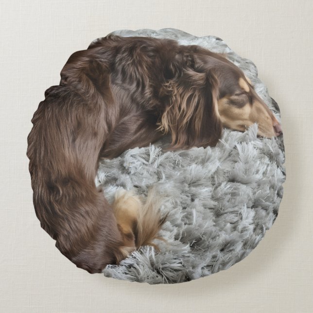 Personalize Dog Lover Pillow-Use Your Pet's Photo Round Cushion (Front)
