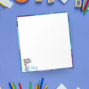 Personalize Dolphin Color Pencil Illustration Notepad