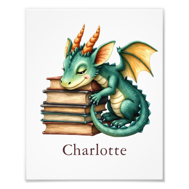 Personalize Dragon Art Print Custom Nursery Kids  (Front)
