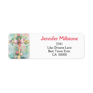 Personalize. Easter Church Cross. Label