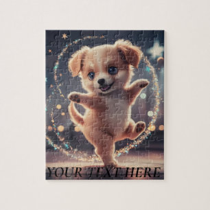 Personalize Edit Text Name Cute Dancing Puppy  Jigsaw Puzzle