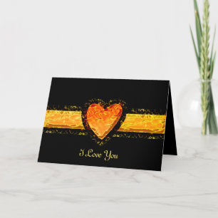 Personalize Elegant Orange Heart Valentine's day Holiday Card
