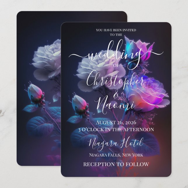 PERSONALIZE: Ethereal Pink Roses Invitation (Front/Back)
