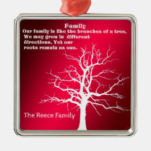 PERSONALIZE FAMILY QUOTE METAL TREE DECORATION