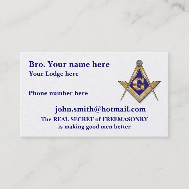 PERSONALIZE FATHER'S DAY MASONIC BUSINESS CARD (Front)