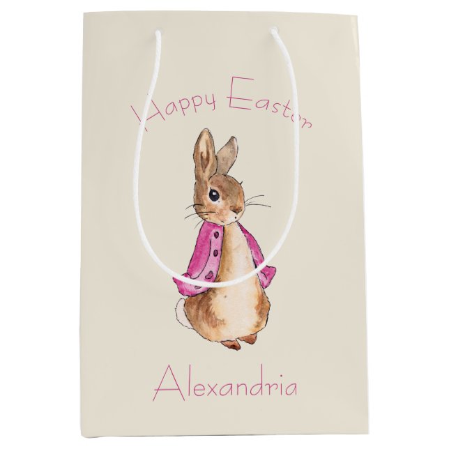Personalize Flopsy Beatrix Potter Happy Easter Medium Gift Bag (Front)