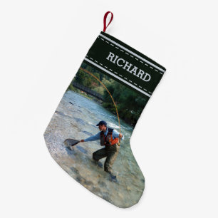 Personalize Fly Fishing Fisherman's Custom Small Christmas Stocking