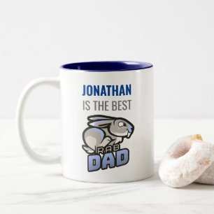 Personalize For Him   Named Blue Best Rabbit Dad Two-Tone Coffee Mug