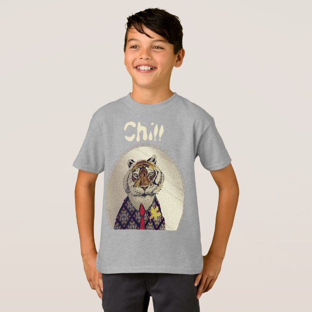 Personalize Fun Chill Tiger  T-Shirt (Front Full)